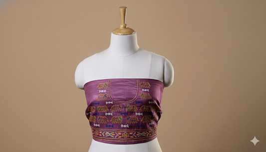 AHIR HAND EMBROIDERY KUTCH MIRROR WORK MASHRU SILK BLOUSE PIECE