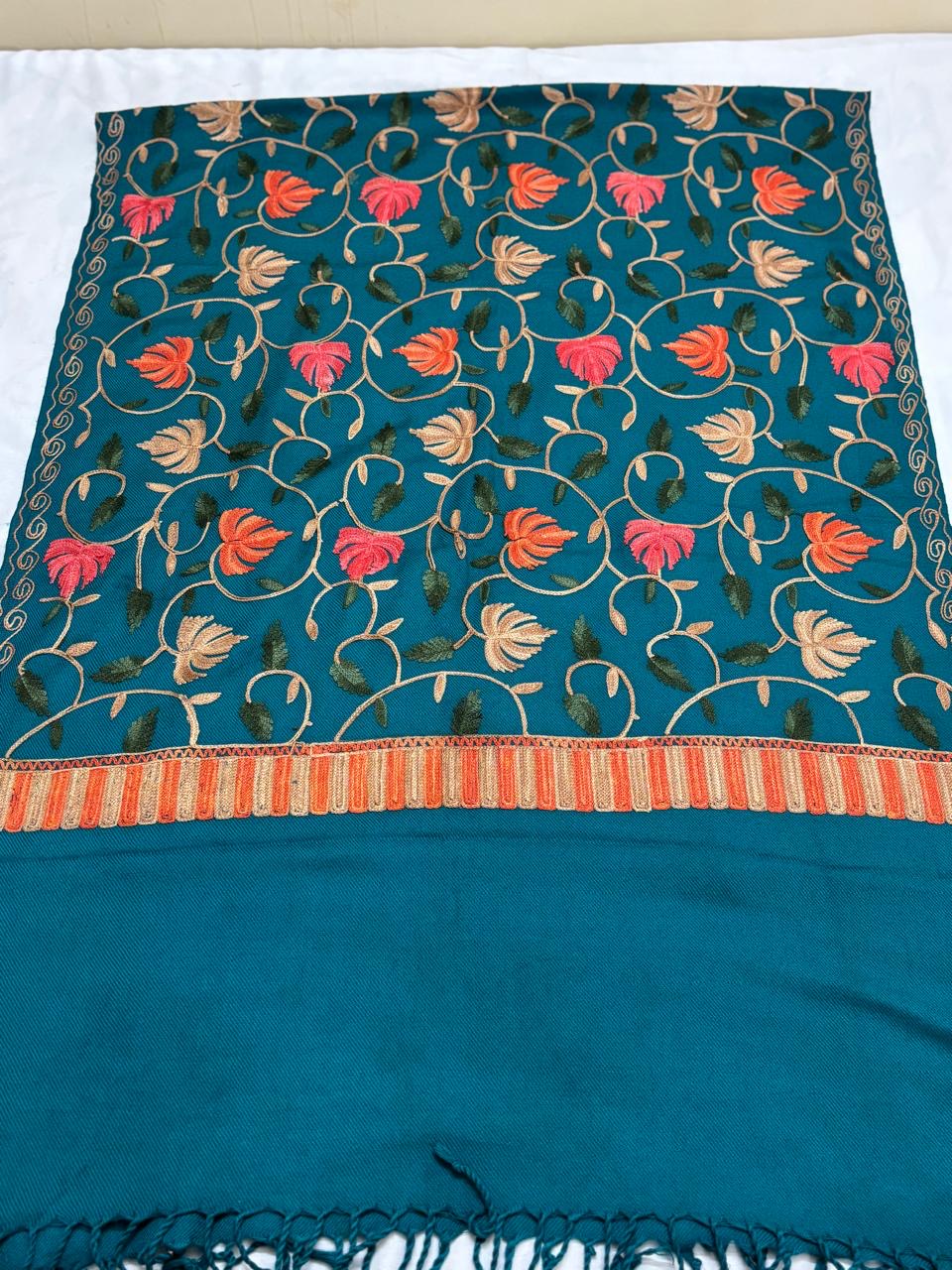 Kashmiri Aari embroidered semi  pashmina stole