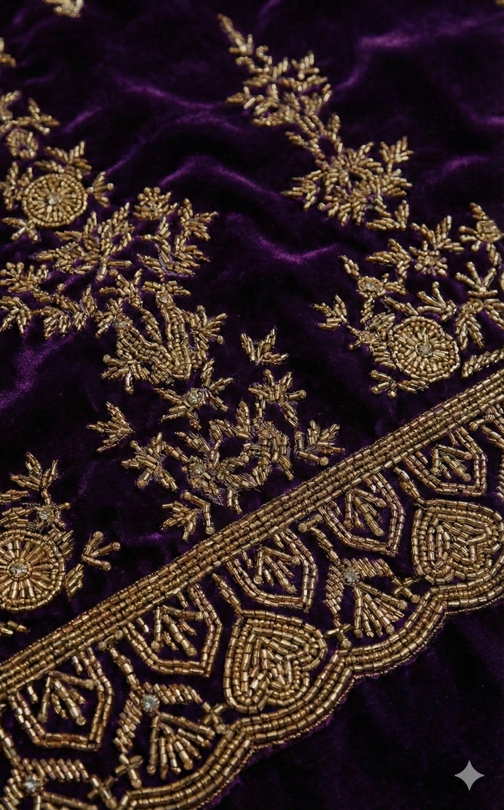 Velvet silk  hand embroidered 2 pc unstitched suits