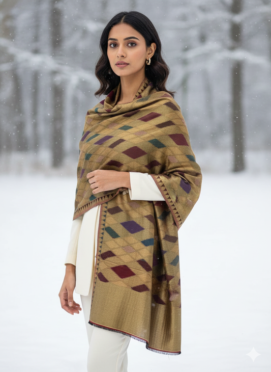 Woollen Shawl With Reversible Kaani Zari Ekat