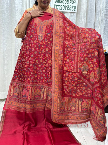 Kashmiri Kani Silk Suit Set red 03