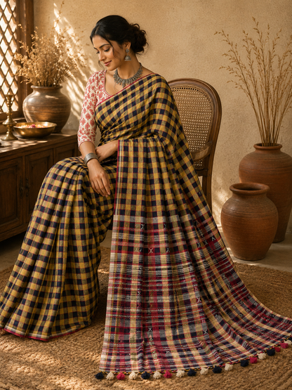 ORGANIC KALA COTTON BHUJODI HANDLOOM SAREE