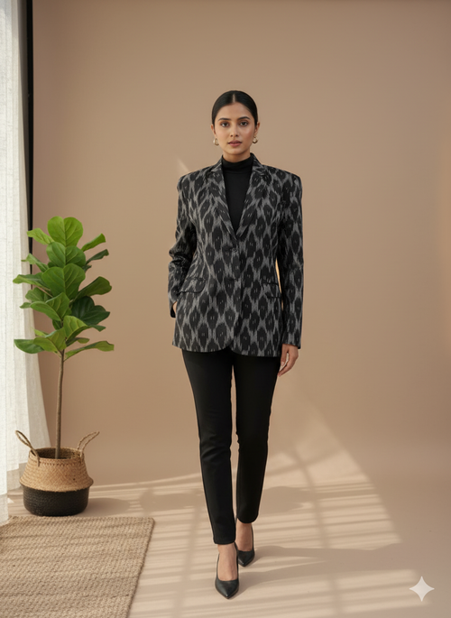 Single breasted ikkat blazer