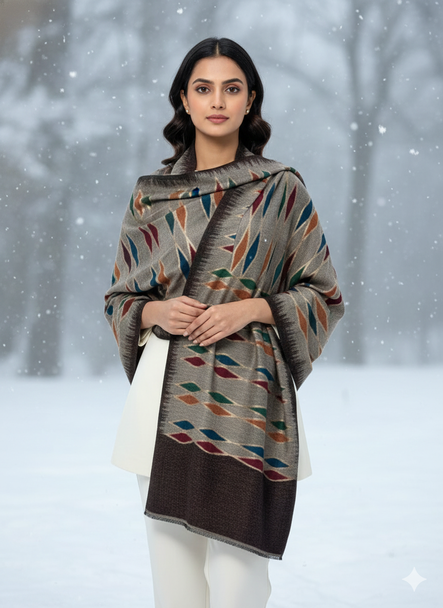 Woollen Shawl With Reversible Kaani Zari Ekat