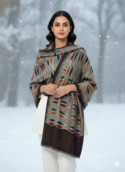 Woollen Shawl With Reversible Kaani Zari Ekat