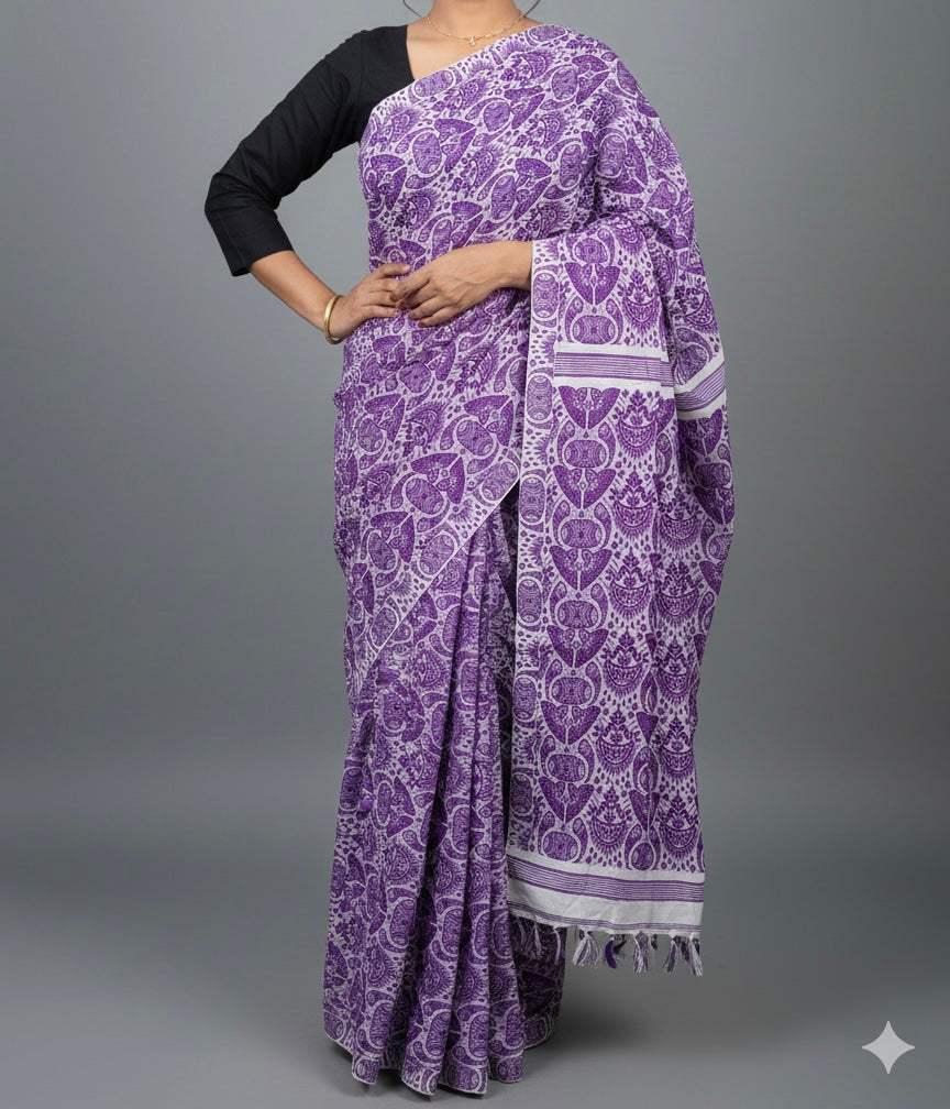 Handwoven handloom cotton Gamusa saree from Assam