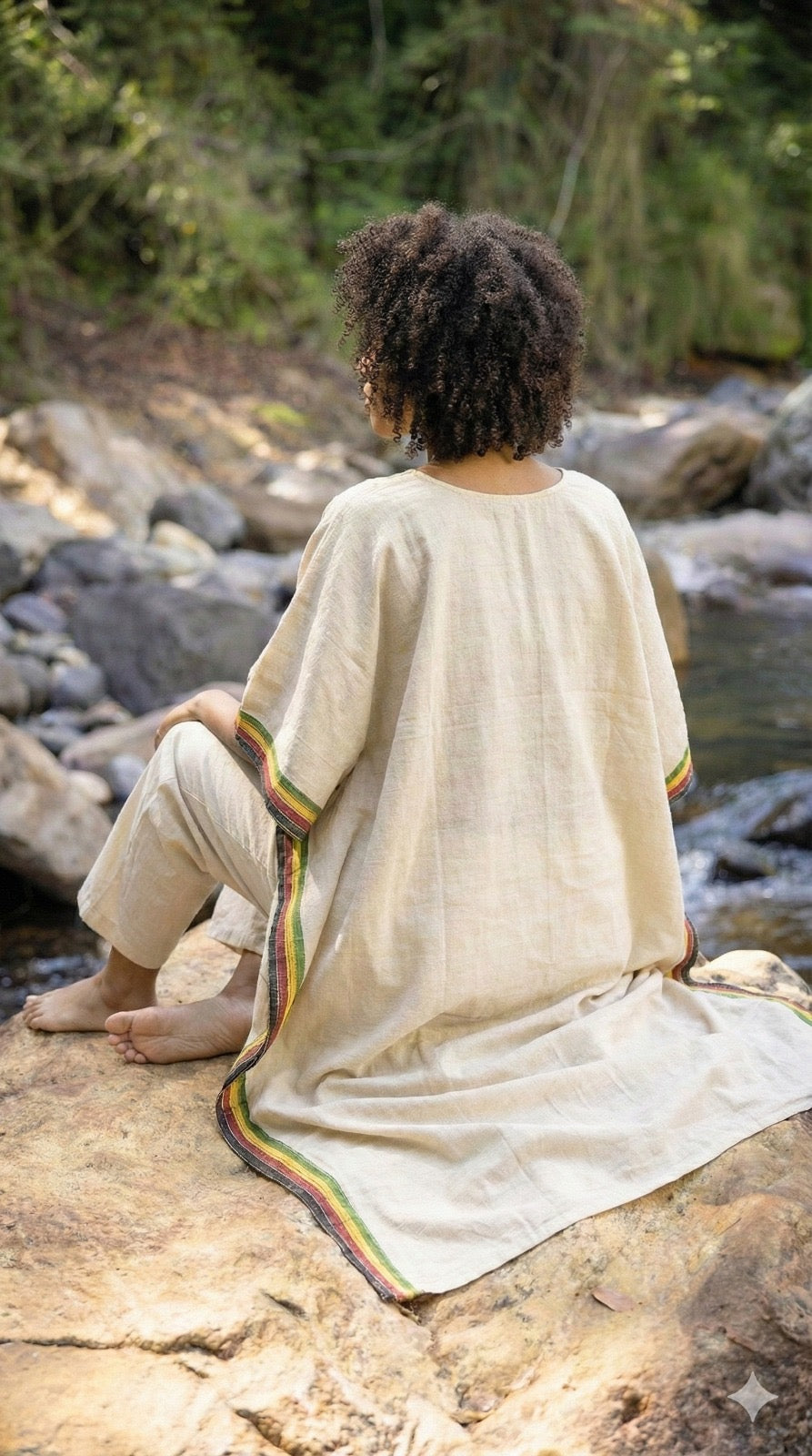 White - Kala cotton Bhujodi Weave Kaftan