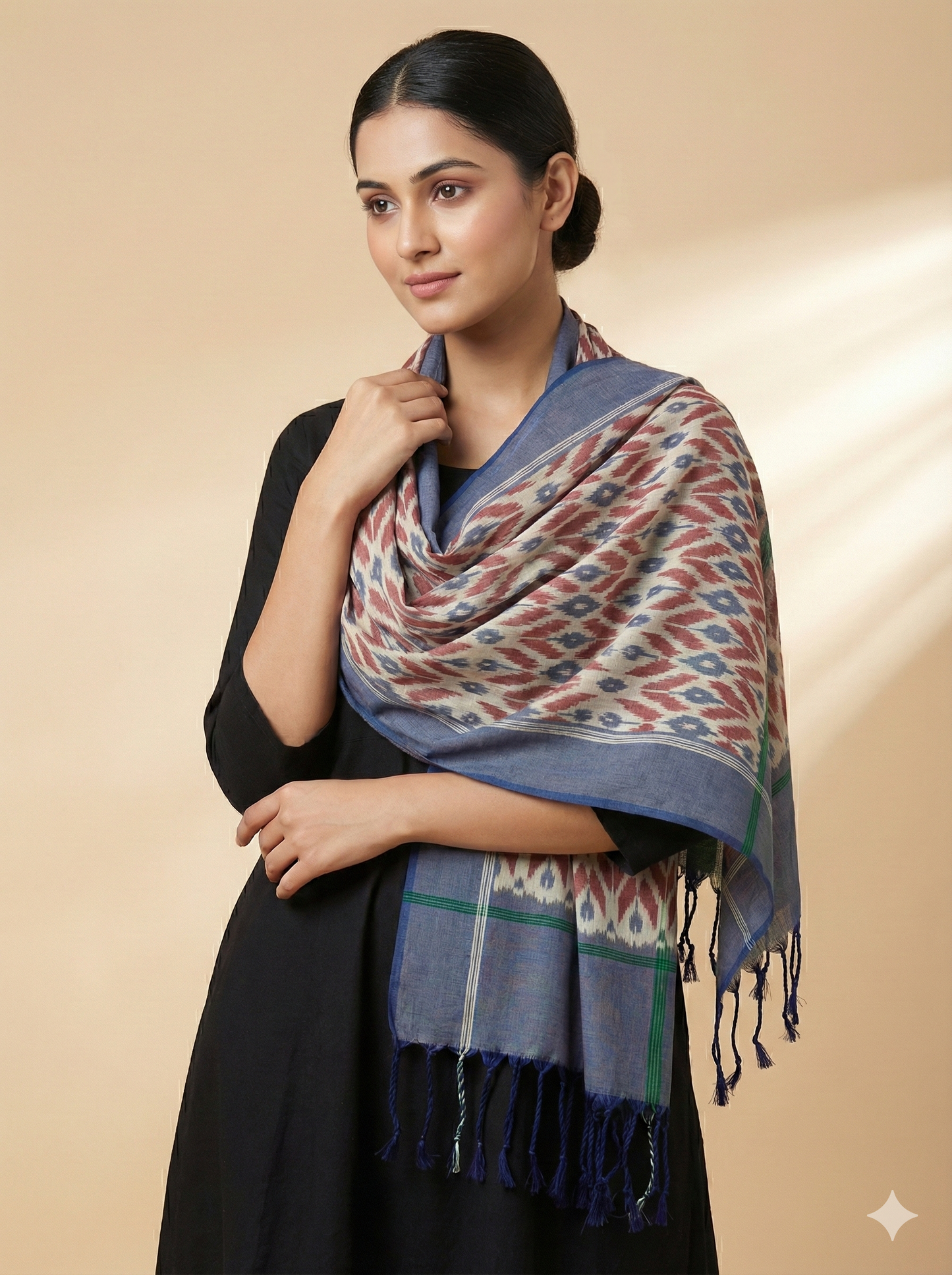 HANDLOOM MERCERIZED COTTON POCHAMPALLY IKAT STOLE