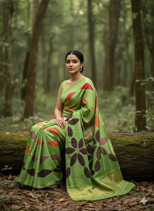 Clamp dyed modal silk saree