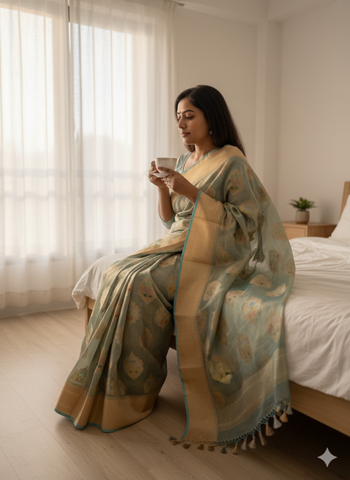 Pure woven tissue silk Benarsi saree with kaduwa Meenakari weaving