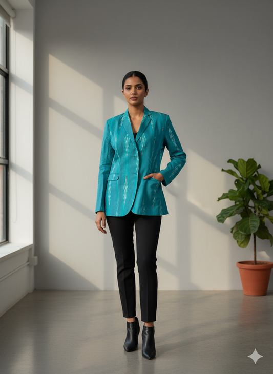 Single breasted ikkat blazer