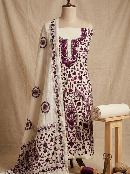 HAND EMBROIDERY COTTON 3PC UNSTITCHED DRESS MATERIAL 12