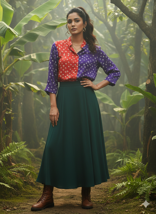 Kutchi Hand done Bandhani  Modal Shirt