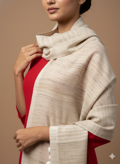 Handwoven woollen  pure tussar and wool kutch weaving stole