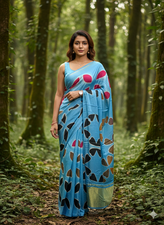 Clamp dyed modal silk saree