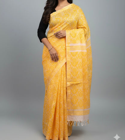 Handwoven handloom cotton Gamusa saree from Assam
