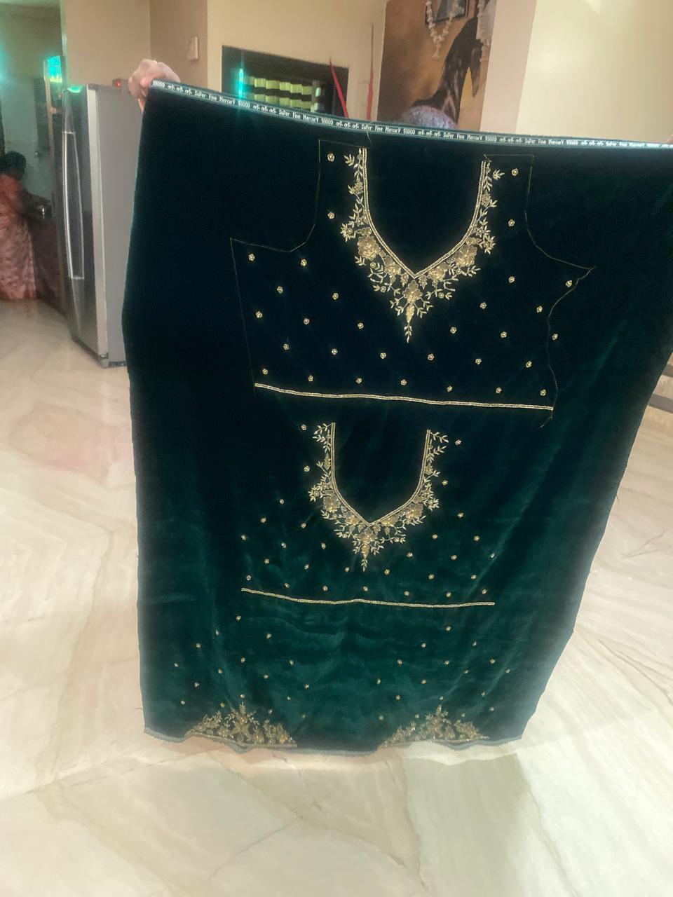 Silk Velvet hand embroidered zardosi blouse