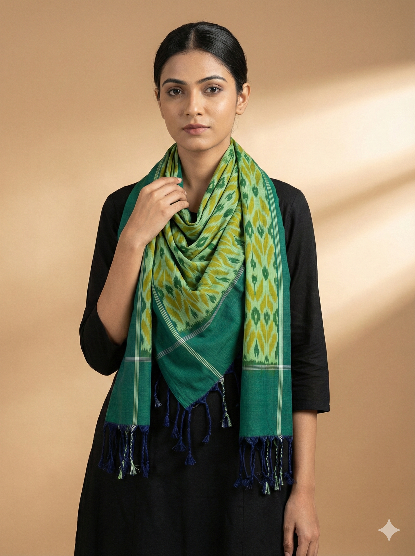 HANDLOOM MERCERIZED COTTON POCHAMPALLY IKAT STOLE