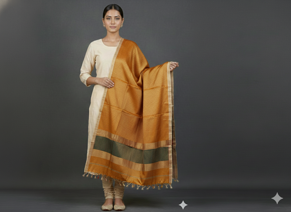 Handwoven tissue Maheshwari dupatta