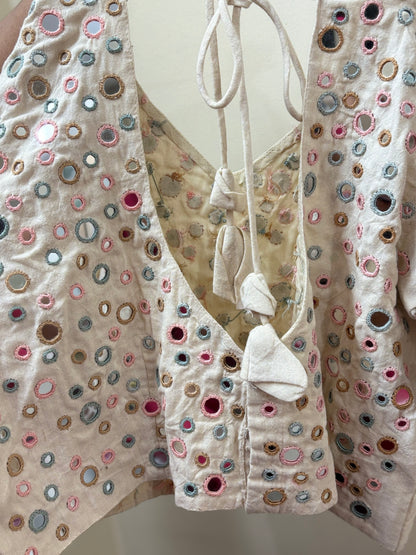 Off white -KUTCH MIRROR WORK KALA COTTON BLOUSE