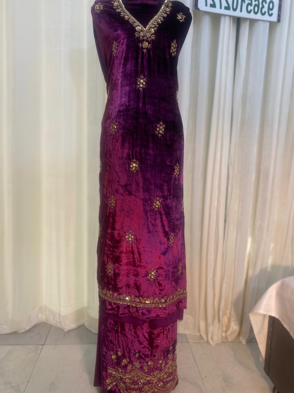 Velvet hand embroidered suits