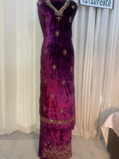 Velvet hand embroidered suits