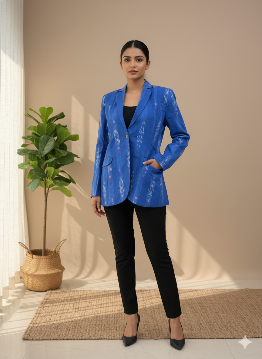 Single breasted ikkat blazer