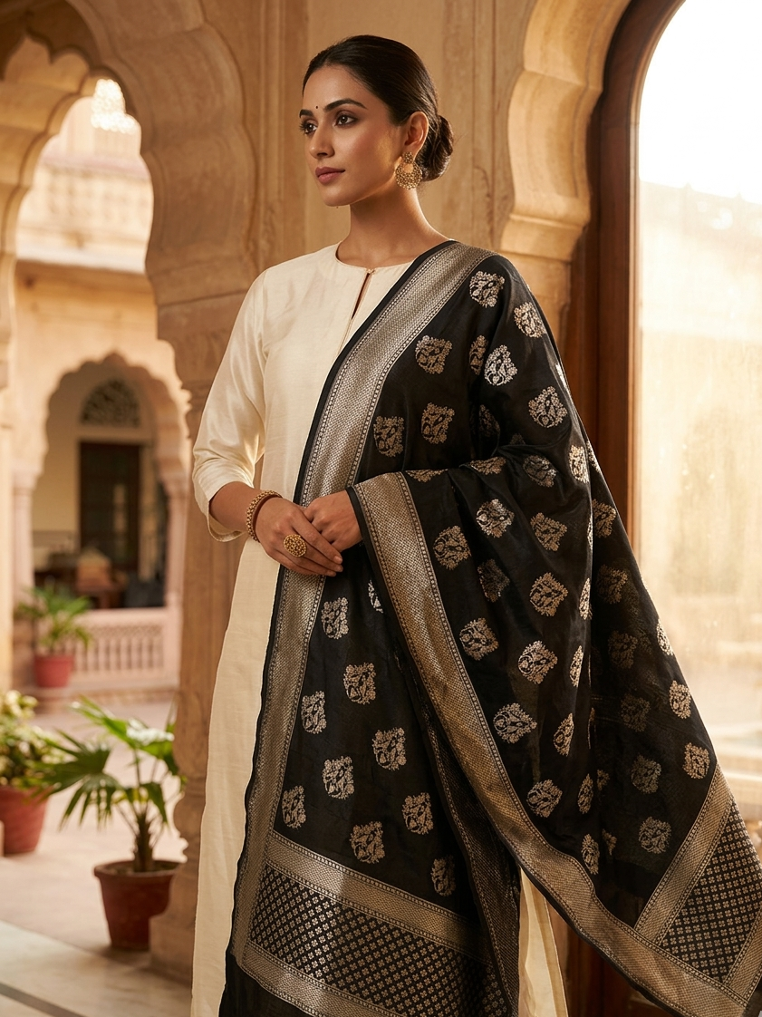 Cotton Silk Blend Banarsi Dupatta