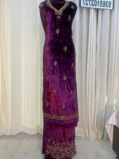 Velvet hand embroidered suits