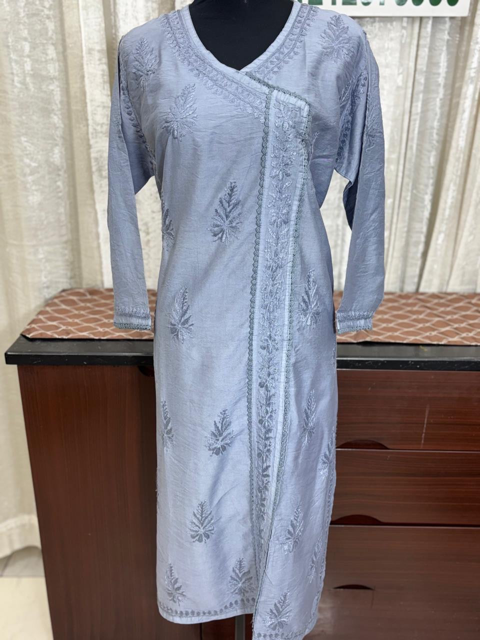 Chanderi Chikankari Kurti with inner