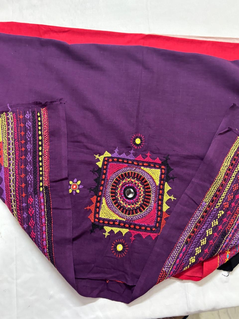 Purple - LAMBANI EMBROIDERY HANDSPUN COTTON BLOUSE PIECE 08