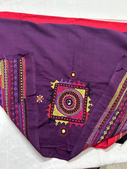 Purple - LAMBANI EMBROIDERY HANDSPUN COTTON BLOUSE PIECE 08