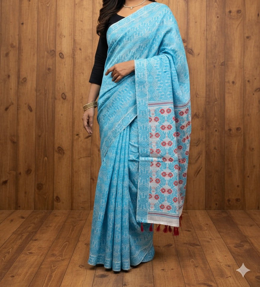 Handwoven handloom cotton Gamusa saree from Assam