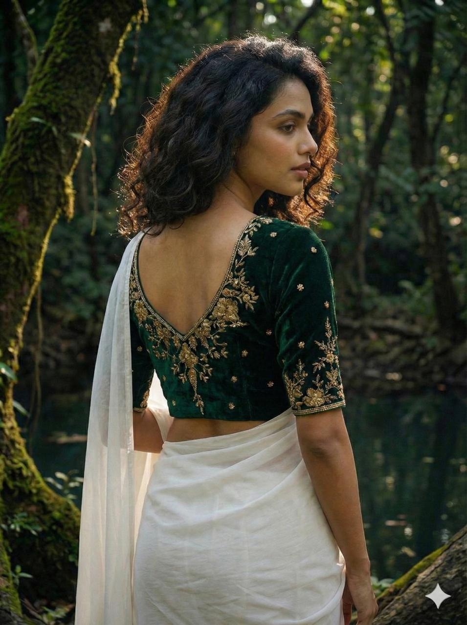 Silk Velvet hand embroidered zardosi blouse