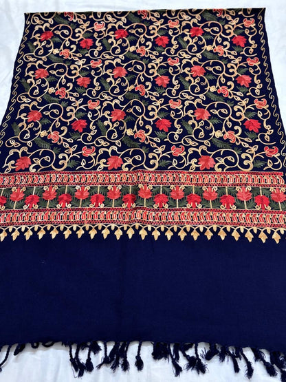 Kashmiri Aari embroidered semi  pashmina stole