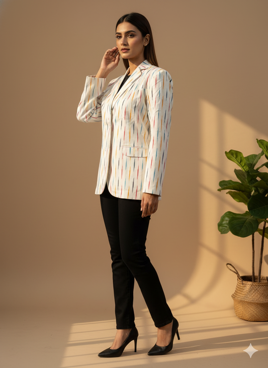 Single breasted ikkat blazer