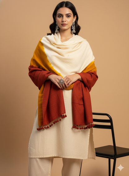 MERINO KUTCH WOOLLEN SHAWL OMBRÉ TONE