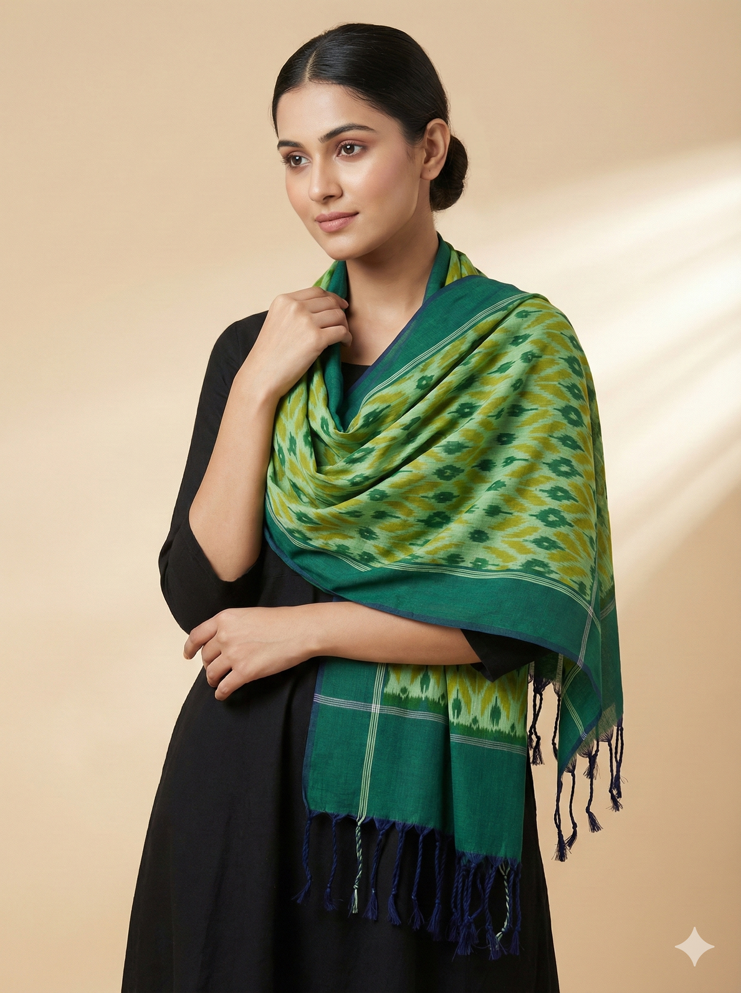 HANDLOOM MERCERIZED COTTON POCHAMPALLY IKAT STOLE