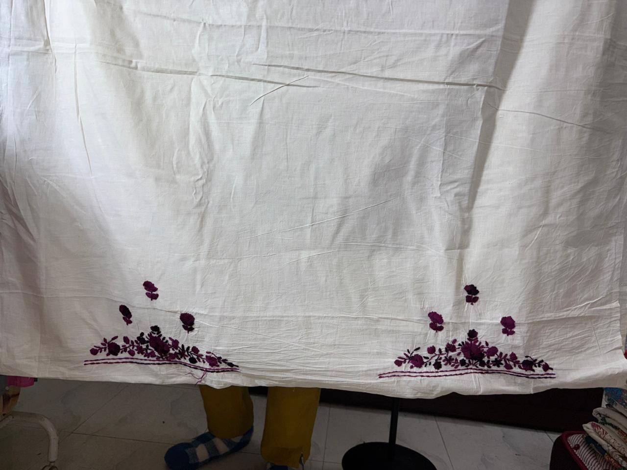 HAND EMBROIDERY COTTON 3PC UNSTITCHED DRESS MATERIAL 12