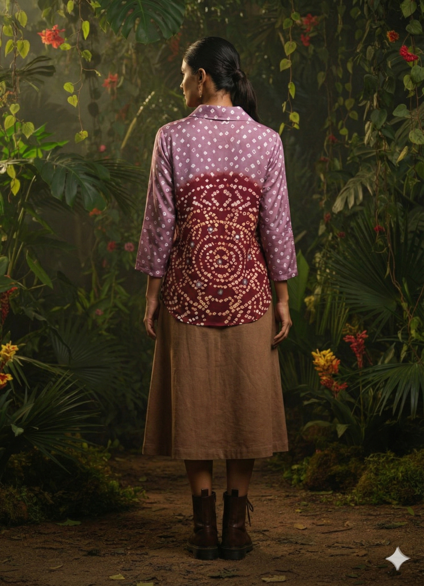 Kutchi Hand done Bandhani  with mirror Modal Shirt