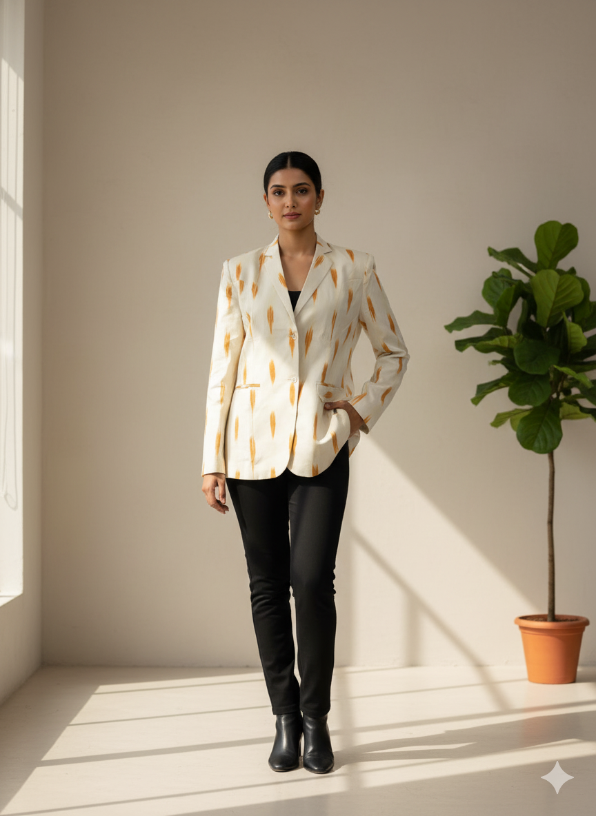 Single breasted ikkat blazer