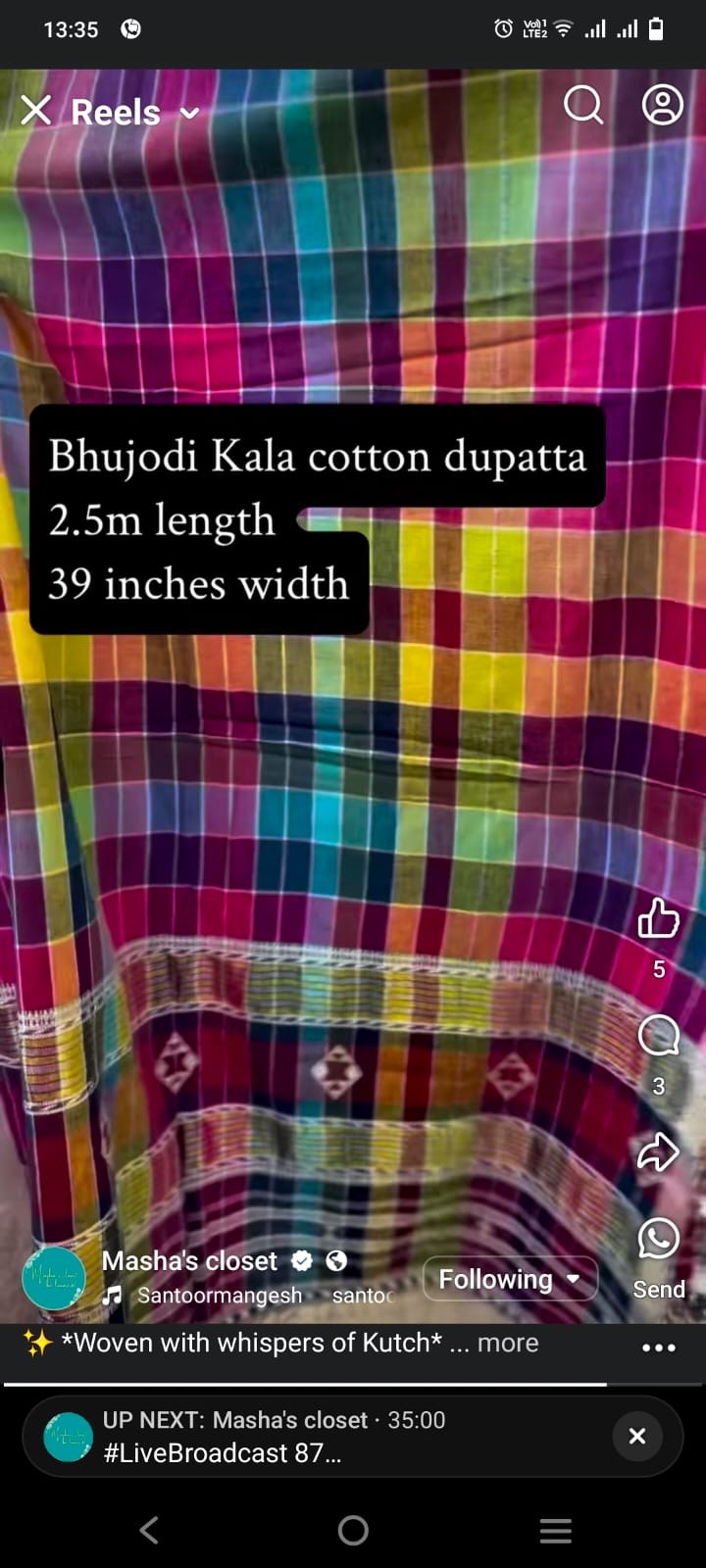 Rainbow Kala cotton dupatta