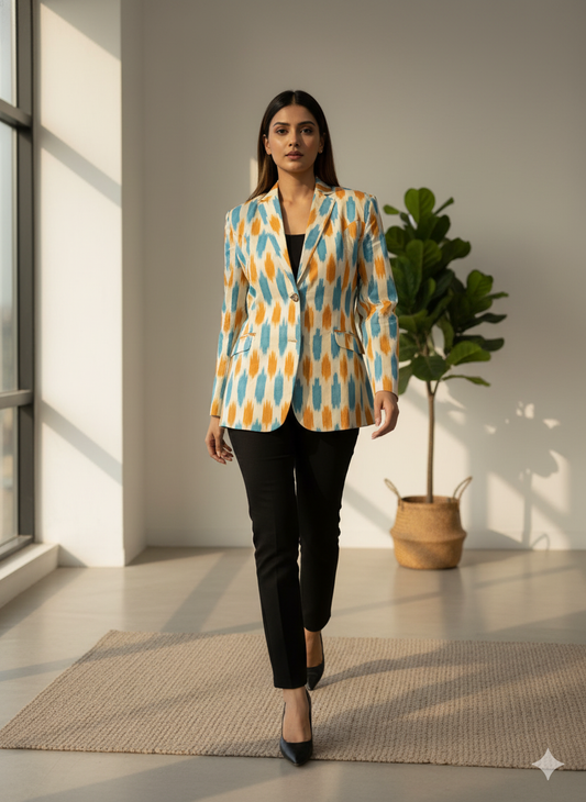 Single breasted ikkat blazer