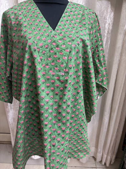 Pure cotton hand blocked summer short Kurtis