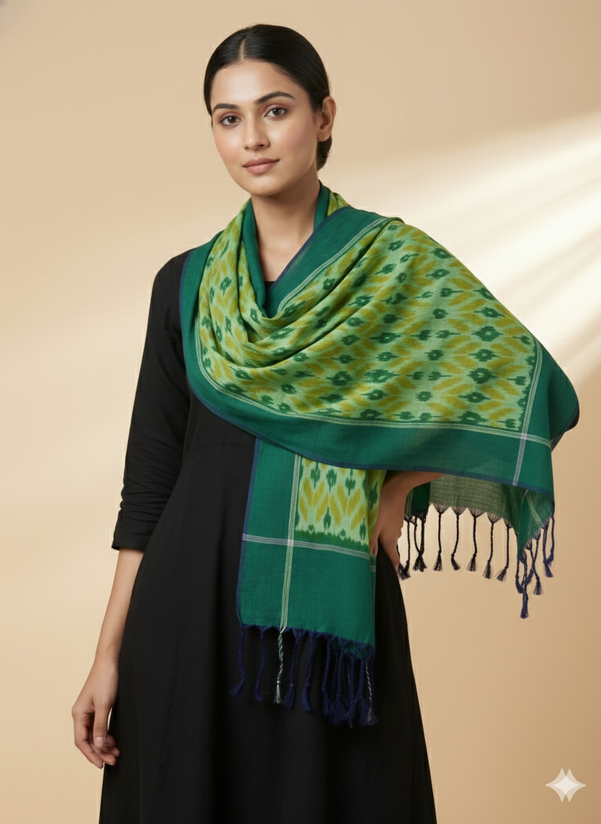 HANDLOOM MERCERIZED COTTON POCHAMPALLY IKAT STOLE