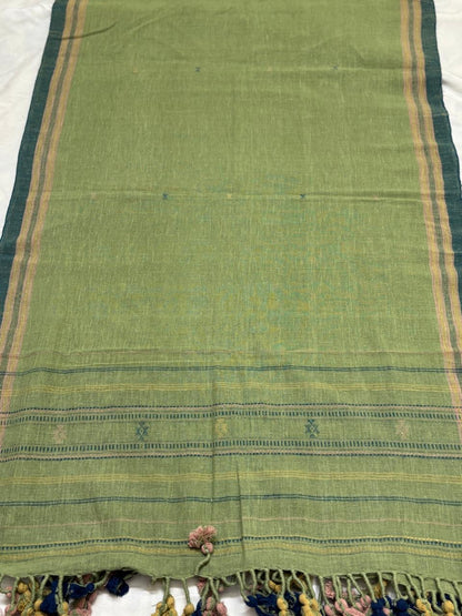 Kutch Weaving Handloom Organic Kala Cotton Stole with tassels