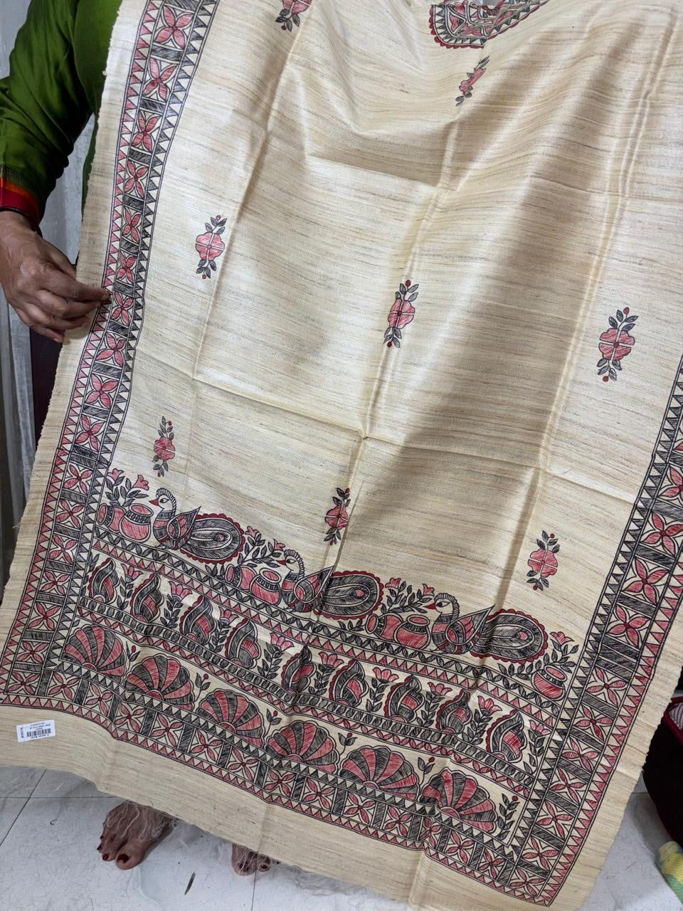Handwoven Tussar Hand Painted Madhubani Dupatta
