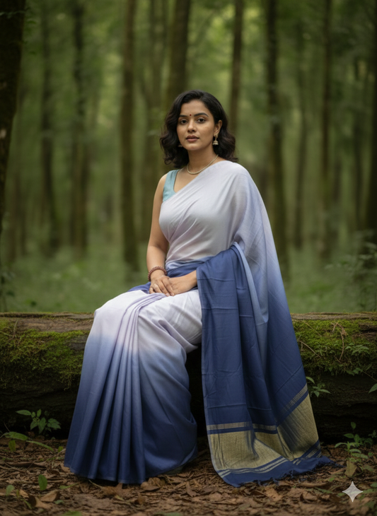 Dual tone modal silk saree with lagdi