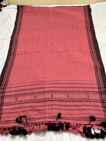 Kutch Weaving Handloom Organic Kala Cotton Stole with tassels
