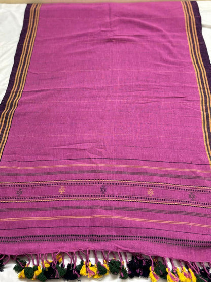 Kutch Weaving Handloom Organic Kala Cotton Stole with tassels